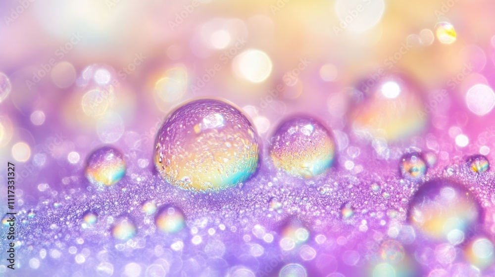 Iridescent Water Droplets on a Glittery Surface Iridescent Water Droplets on a Glittery Surface