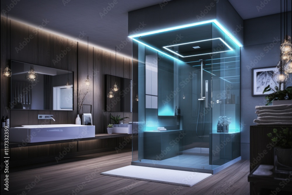Modern Ensuite Bathroom With Glass Enclosed Shower Modern Ensuite Bathroom With Glass Enclosed Shower