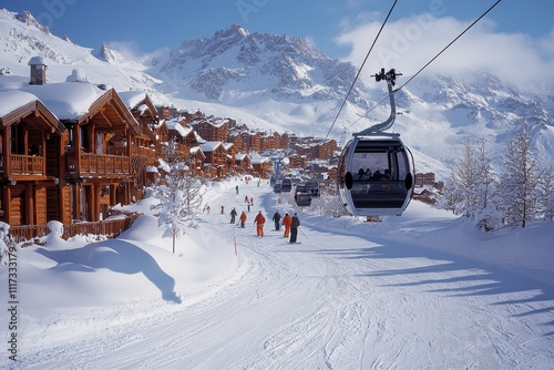 Val Thorens ski resort glistening under fresh snow and clear skies