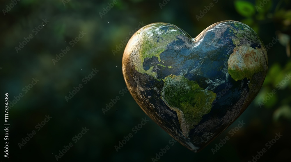 Heart-shaped Earth symbolizing global love and environmental conservation Heart-shaped Earth symbolizing global love and environmental conservation
