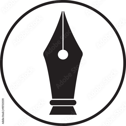 Fountain pen nib or tip flat writing icon. Copy writing vector illustration. business concept. Education stationery equipment and copy space. Writing object tool isolated on transparent background.