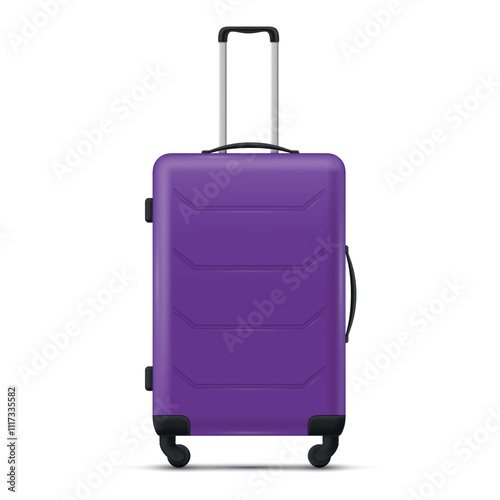 Stylish purple suitcase with wheels for convenient travel isolated on bright white background for modern explorers and adventurers