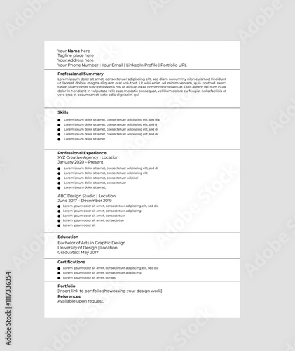 Simple, minimal, cv, design