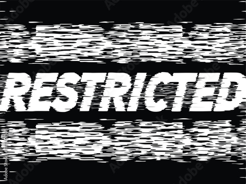 Distorted, restricted glitch effect on text with digital noise.