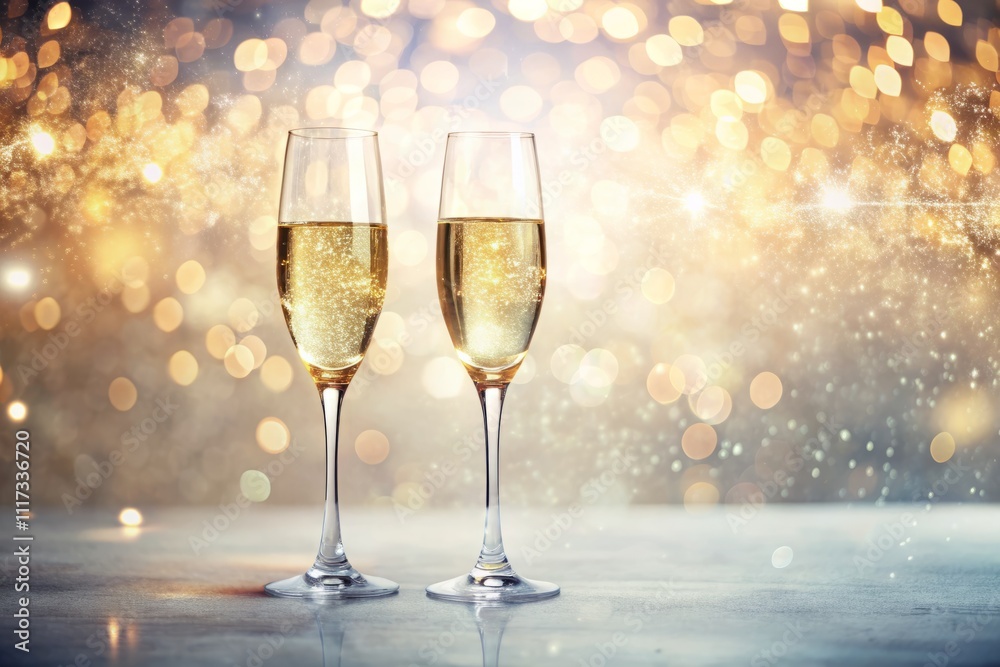 Shimmering Champagne Glasses in a Double Exposure Style with Elegant Fade to White Copy Space for Celebratory Events and Special Occasions Shimmering Champagne Glasses in a Double Exposure Style with Elegant Fade to White Copy Space for Celebratory Events and Special Occasions