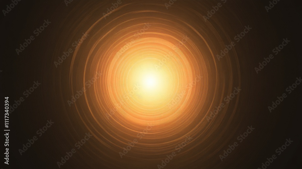 Fototapeta premium Abstract swirling light, glowing orange circle, dark background.