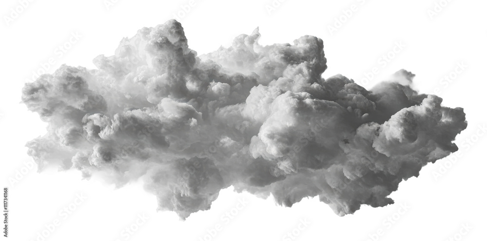 Gray fluffy clouds floating on a clear background, cut out - stock png. Gray fluffy clouds floating on a clear background, cut out - stock png.