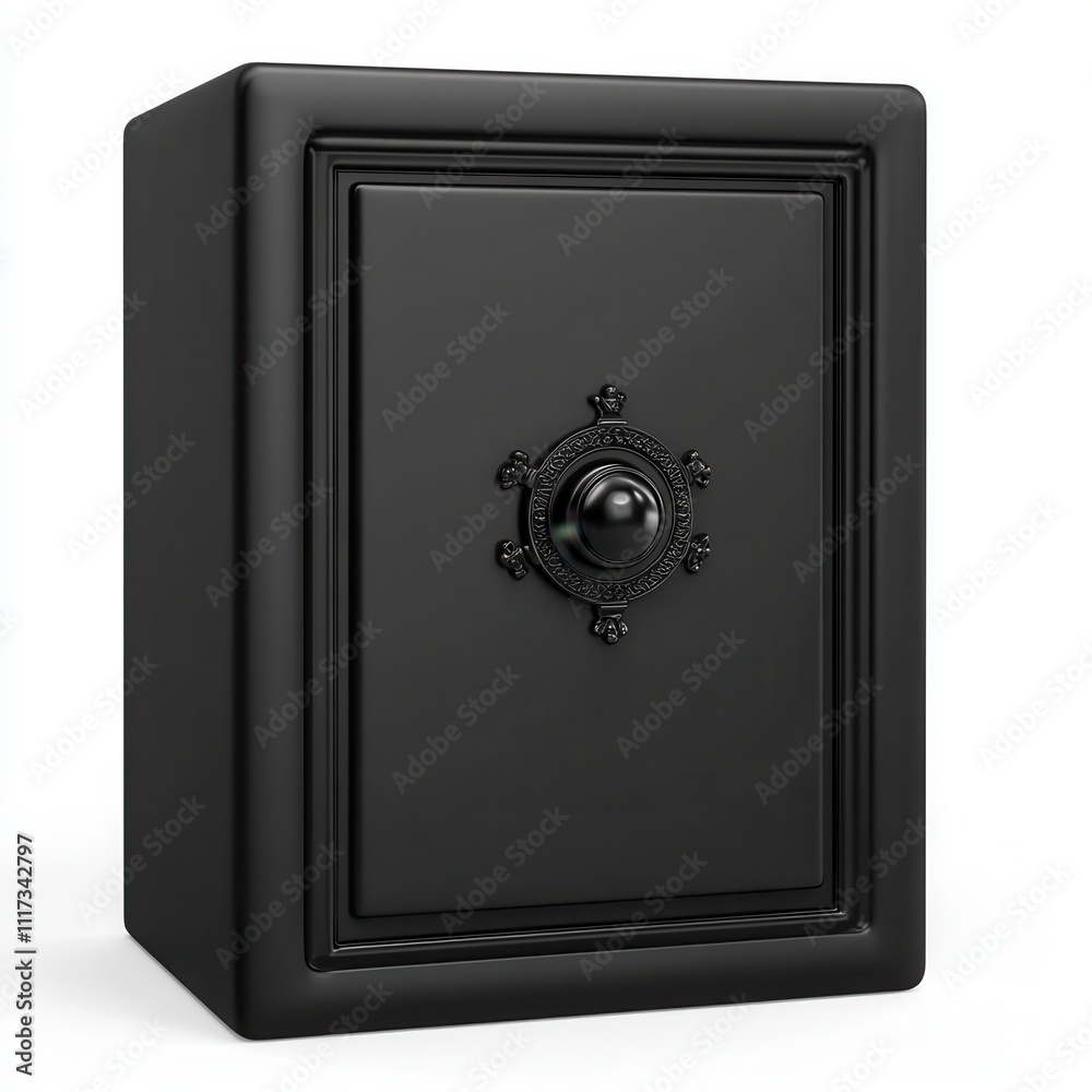 Elegant Black Safe with Decorative Lock, Offering Security and Protection for Valuables, Perfect for Home or Office Setting with a Modern Touch Elegant Black Safe with Decorative Lock, Offering Security and Protection for Valuables, Perfect for Home or Office Setting with a Modern Touch