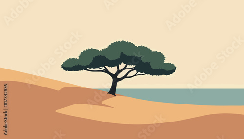 Solitary Tree in a Desert Landscape