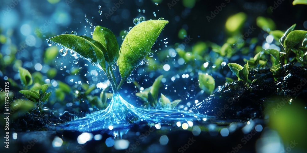 Futuristic Plant Holographic Water Glowing Nature 8k High Resolution Futuristic Plant Holographic Water Glowing Nature 8k High Resolution