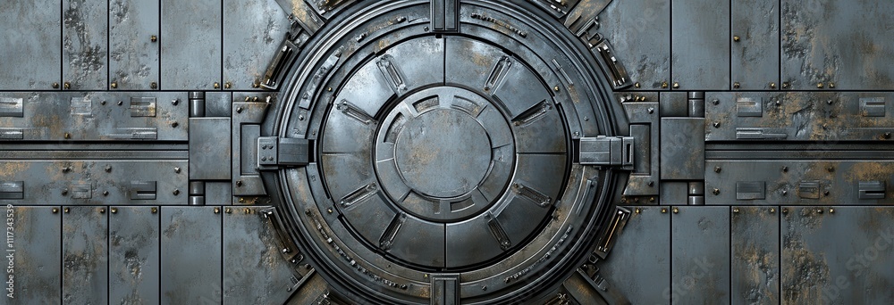 Futuristic Metallic Door with Intricate Design and Industrial Texture, Perfect Background for Science Fiction Themes and High-Tech Environments Futuristic Metallic Door with Intricate Design and Industrial Texture, Perfect Background for Science Fiction Themes and High-Tech Environments