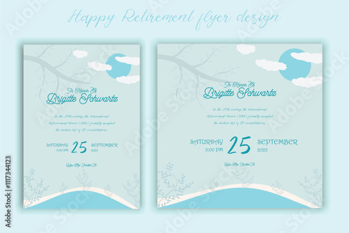Happy retirement lunch party invitation flyer design template 
