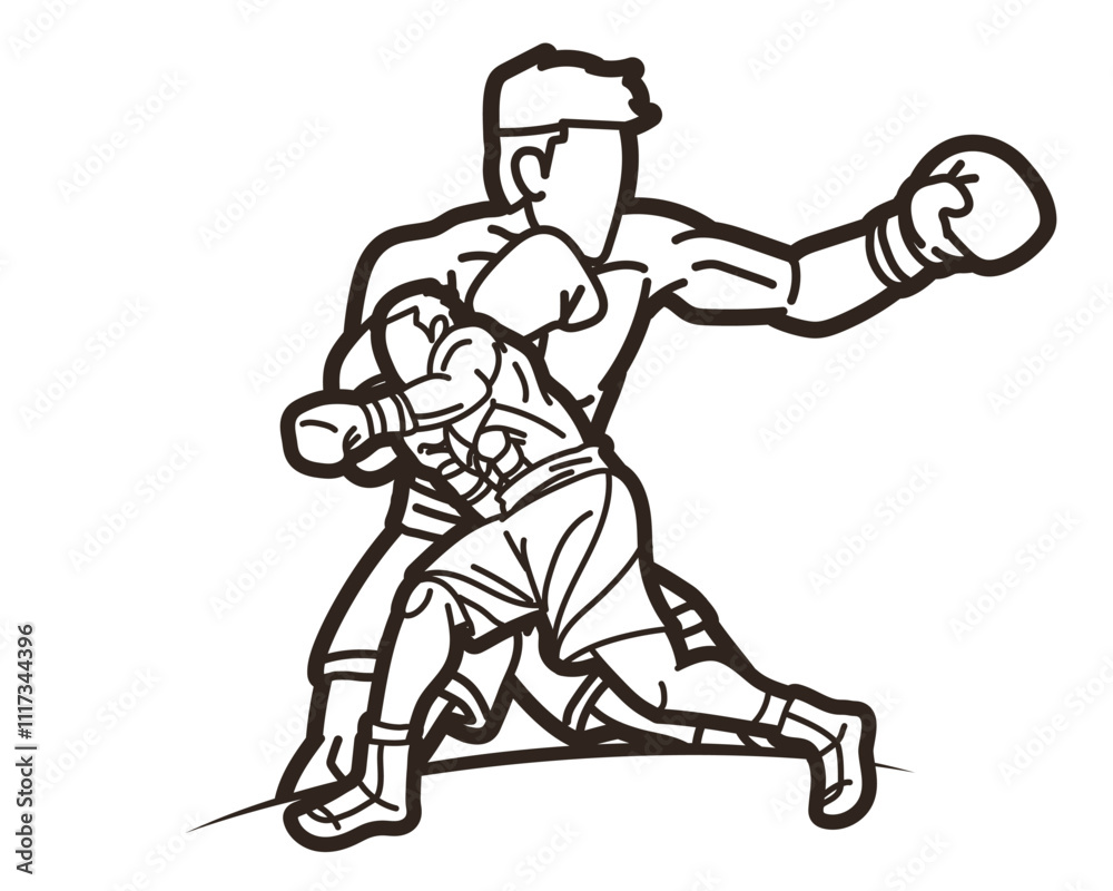 Outline Group of Fighter Boxing Sport Mix Action Cartoon Graphic Vector Outline Group of Fighter Boxing Sport Mix Action Cartoon Graphic Vector