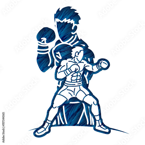 Silhouette Group of Fighter Boxing Sport Boxer Fighting Cartoon Graphic Vector