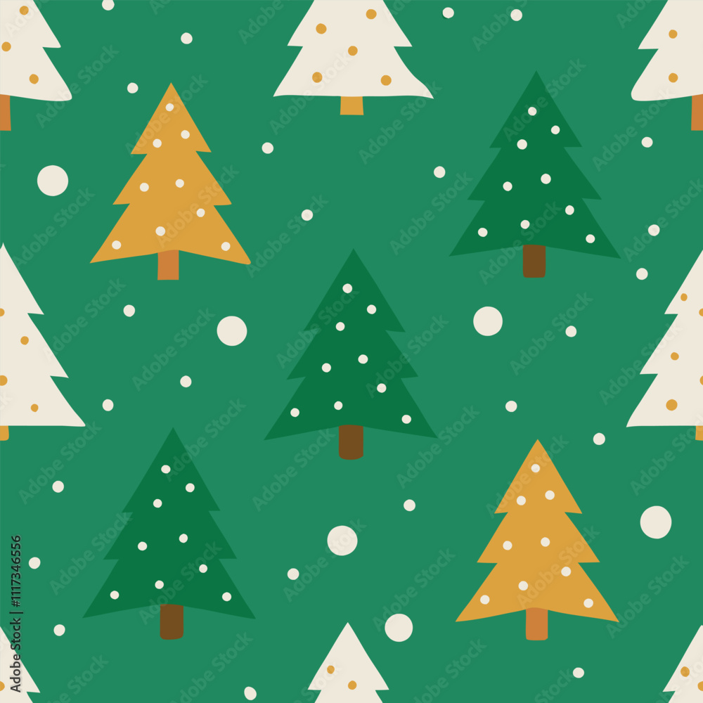 Fototapeta premium Festive Christmas pattern design with Christmas tree