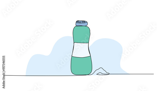 Vector illustration of laundry detergent. Modern flat in continuous line style.