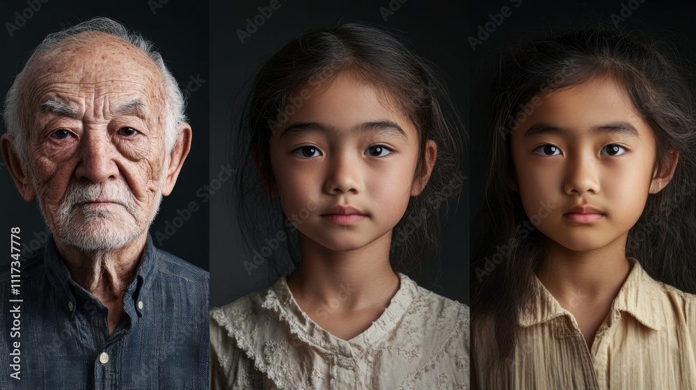 Portraits of Diverse Ages and Ethnicities in Raw Style Portraits of Diverse Ages and Ethnicities in Raw Style