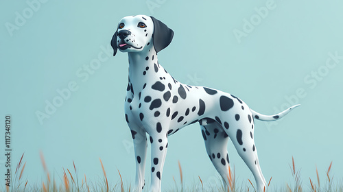 Cute puppy exploring a serene landscape animated 3d art digital environment playful viewpoint for visual delight photo