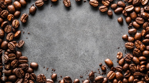 Wallpaper Mural Circular arrangement of roasted coffee beans, creating an inviting visual of rich textures and colors, perfect for coffee lovers. Ample copy space surrounding the roasted coffee beans. Torontodigital.ca