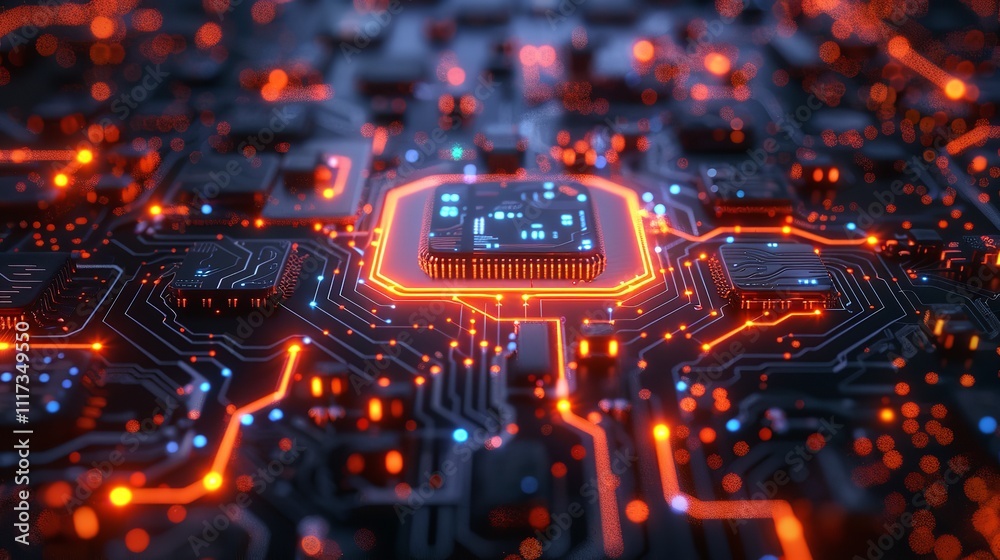 Abstract futuristic circuit board and mesh line design illustrating high-tech communication. Abstract futuristic circuit board and mesh line design illustrating high-tech communication.