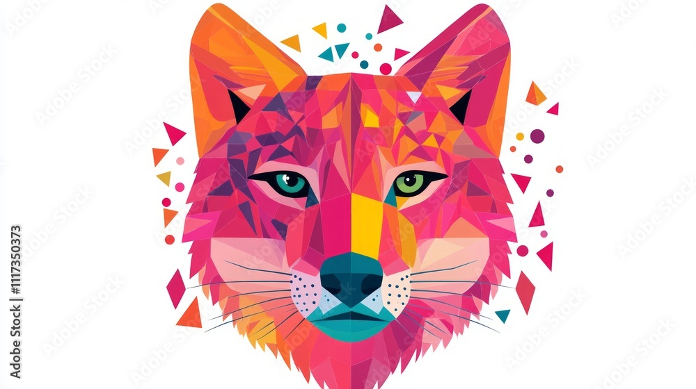 Obraz premium Geometric wolf head, vibrant colors, polygonal style.