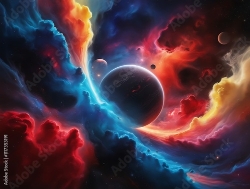 Abstract background of fantasy colorful space landscape astronomical view illustration design