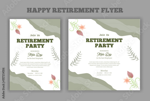 Happy retirement lunch party invitation flyer design template 
