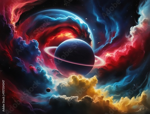 Abstract background of fantasy colorful space landscape astronomical view illustration design