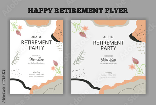 Happy retirement lunch party invitation flyer design template 
