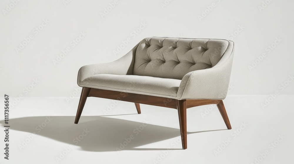 Modern Elegant Sofa with Tufted Design and Wooden Legs Modern Elegant Sofa with Tufted Design and Wooden Legs