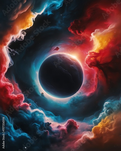 Abstract background of fantasy colorful space landscape astronomical view illustration design