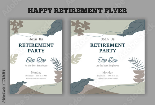 Happy retirement lunch party invitation flyer design template 
