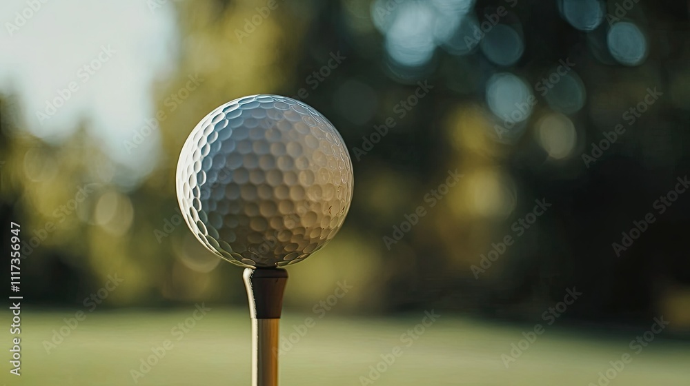 Golf Ball on Tee with Soft Focus Background in Natural Setting Golf Ball on Tee with Soft Focus Background in Natural Setting
