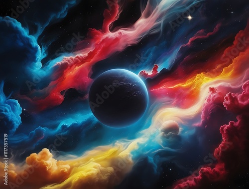 Abstract background of fantasy colorful space landscape astronomical view illustration design