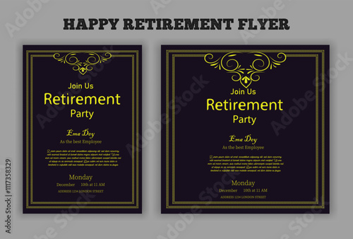 Happy retirement lunch party invitation flyer design template 
