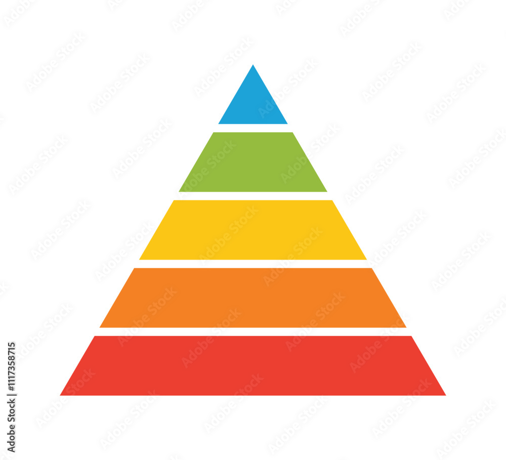 Levels of triangular pyramid. Triangle pyramid chart. Maslow layer diagram. Development level infographic. Business graph. Vector illustration isolated on white background. Levels of triangular pyramid. Triangle pyramid chart. Maslow layer diagram. Development level infographic. Business graph. Vector illustration isolated on white background.