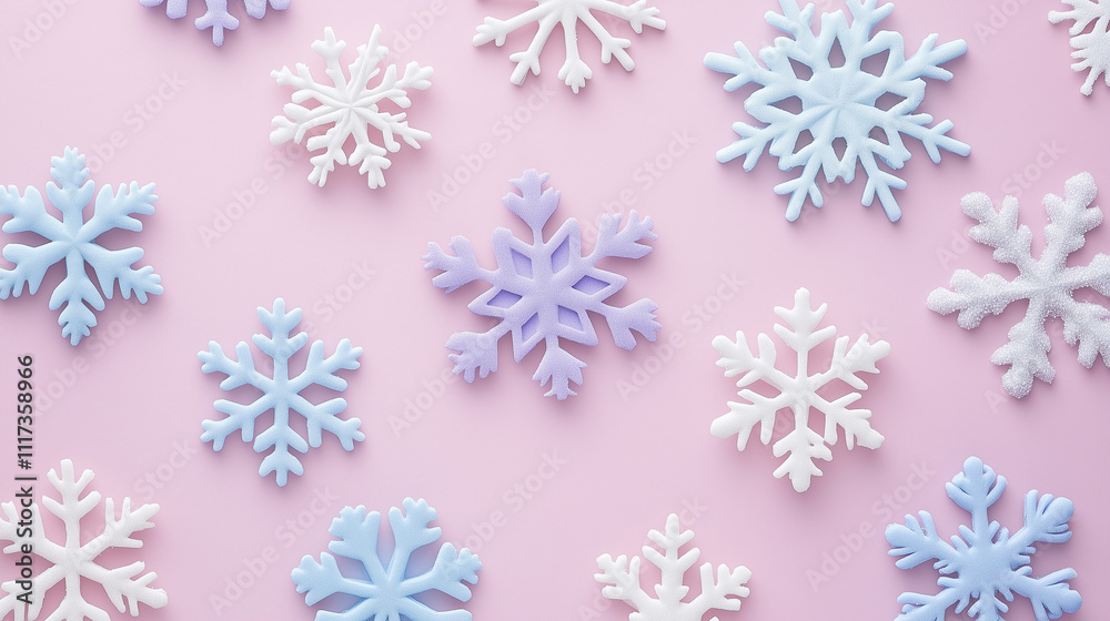 soft, large snowflakes in pastel colors like pale blue, light pink, and lavender, gently falling against a muted background. soft, large snowflakes in pastel colors like pale blue, light pink, and lavender, gently falling against a muted background.