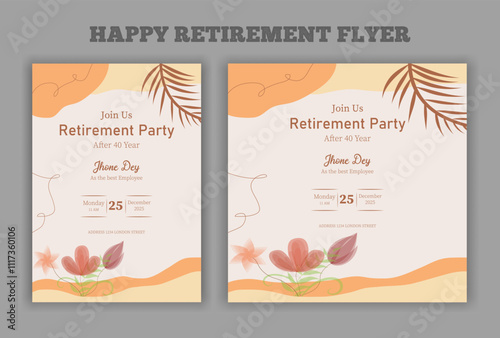 Happy retirement lunch party invitation flyer design template 
