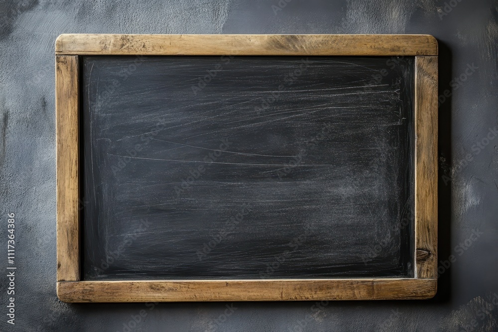 A blank chalkboard framed in wood, ready for writing or drawing. A blank chalkboard framed in wood, ready for writing or drawing.