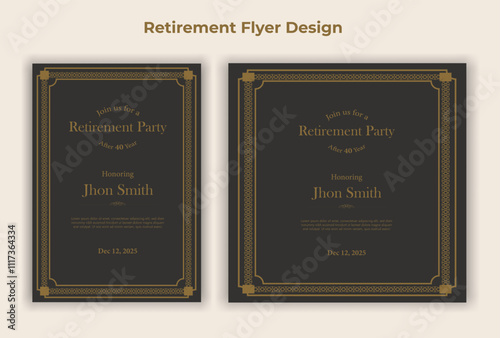 Happy retirement lunch party invitation flyer design template 
