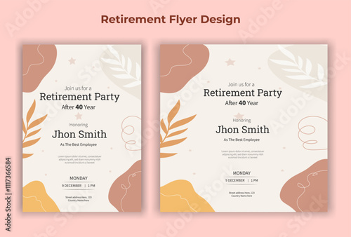 Happy retirement lunch party invitation flyer design template 
