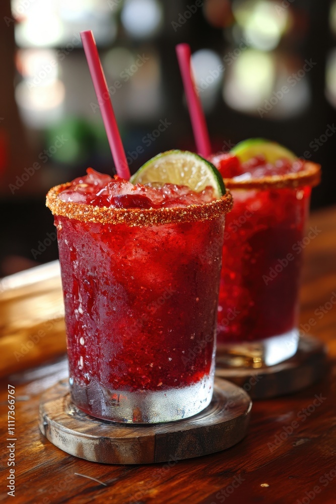 custom made wallpaper toronto digitalNational Chamoy Day Refreshing summer drink with lime and red straws in rustic setting