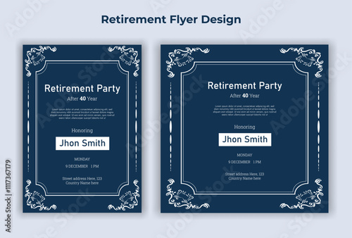 Happy retirement lunch party invitation flyer design template 

