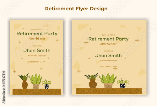 Happy retirement lunch party invitation flyer design template 
