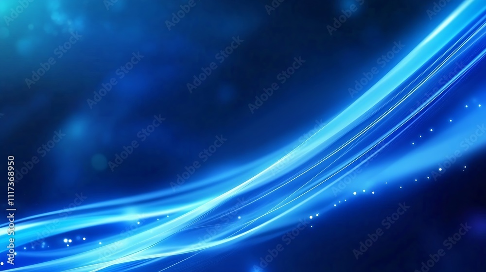 Fototapeta premium Dynamic Blue Abstract Light Waves on a Dark Background for Digital and Graphic Design : Generative AI