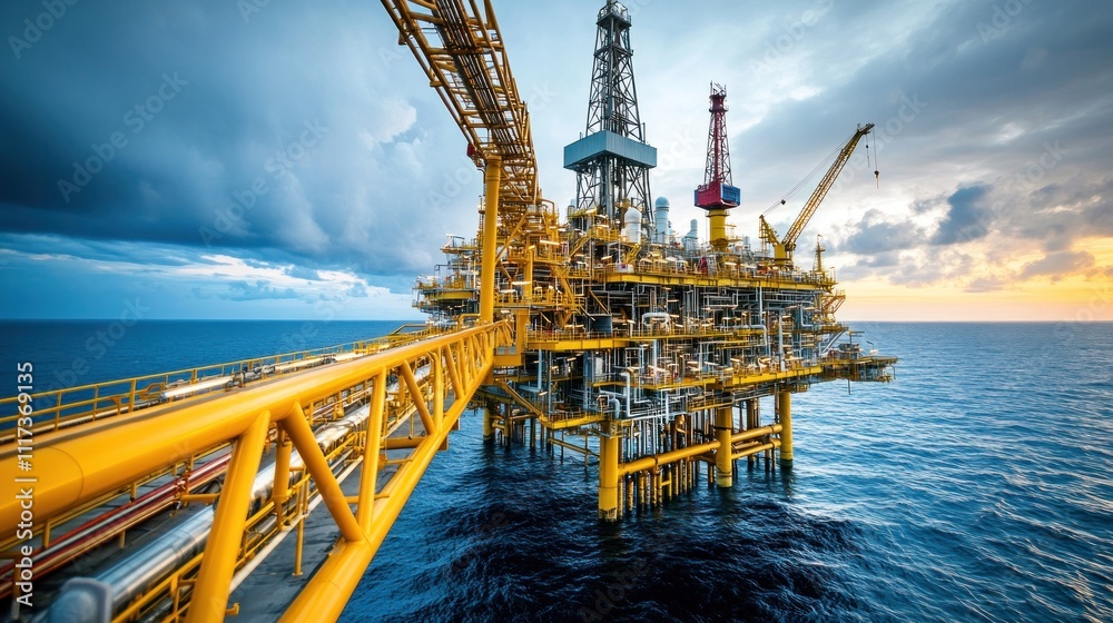 Offshore Oil Rig at Sunset: A Glimpse into the Energy Industry Offshore Oil Rig at Sunset: A Glimpse into the Energy Industry
