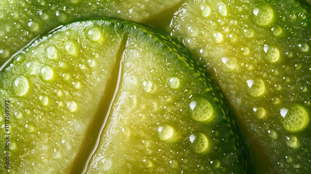 Fototapeta premium Refreshing lime slices with dew drops nature close-up freshness