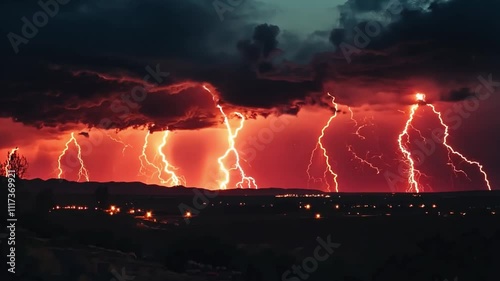 Artificially induced lightning storms for research, capturing controlled lightning strikes during experiments photo