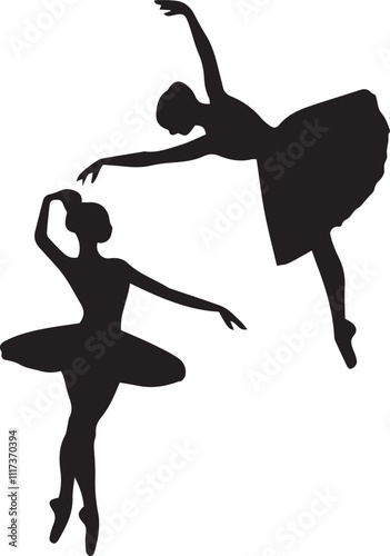 Beautiful ballet dancing Silhouettes dancer woman people female ballerina recital vector.