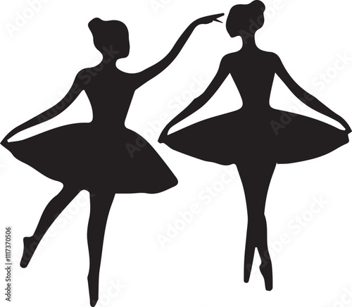 Beautiful ballet dancing Silhouettes dancer woman people female ballerina recital vector.